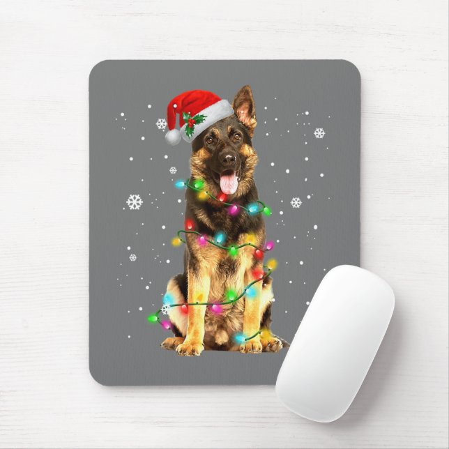 German Shepherd Dog Tree Christmas Sweater Xmas  Mouse Pad (With Mouse)