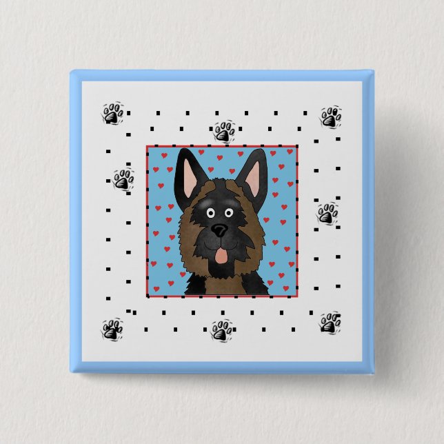 German Shepherd Dog Tshirts and Gifts 2 Inch Square Button (Front)