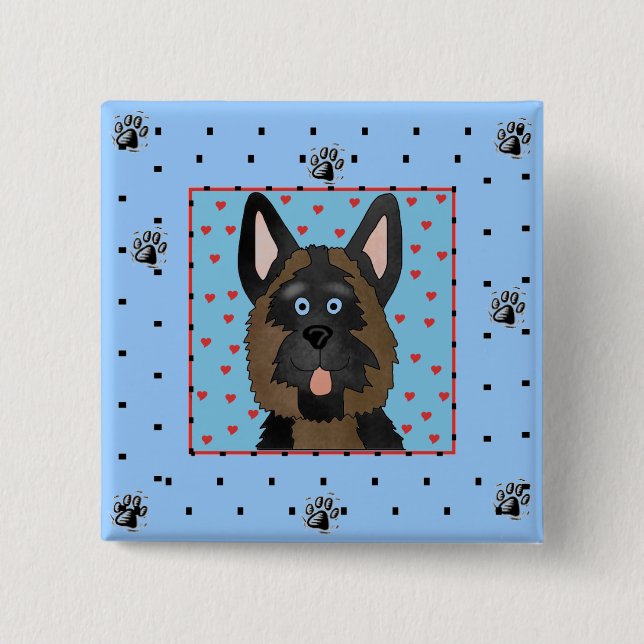 German Shepherd Dog Tshirts and Gifts 2 Inch Square Button (Front)