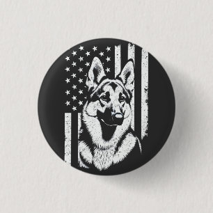 German Shepherd Dog USA American Flag 4th Of July 1 Inch Round Button
