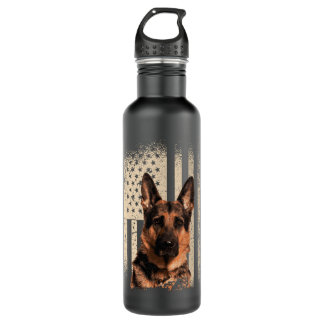 German Shepherd Dog USA Men Woman Patriotic Memori 710 Ml Water Bottle