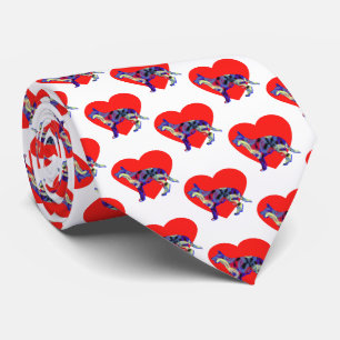 German Shepherd Dog Valentine Day Heart White Neck Tie