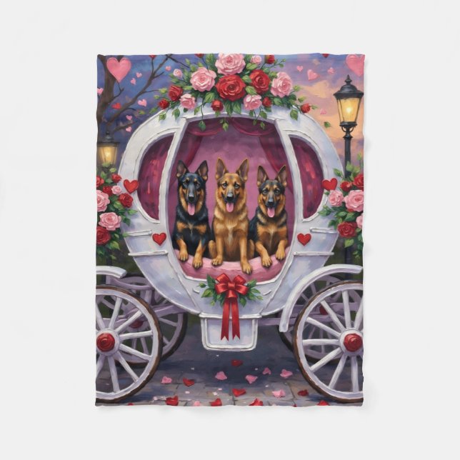 German Shepherd Dog Valentine's Day  Fleece Blanket (Front)