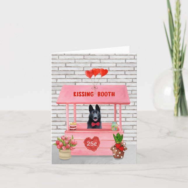 German Shepherd Dog Valentine's Day Kissing Booth Card (Front)
