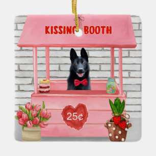 German Shepherd Dog Valentine's Day Kissing Booth Ceramic Ornament