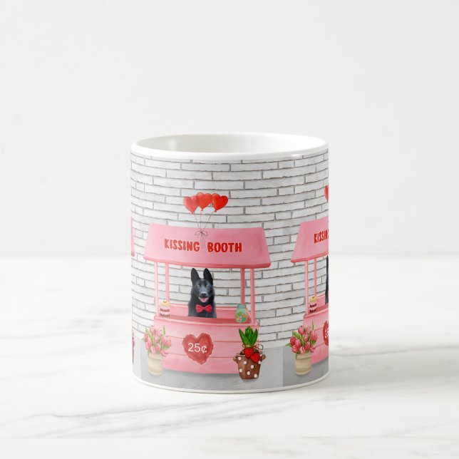 German Shepherd Dog Valentine's Day Kissing Booth  Coffee Mug (Center)