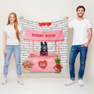 German Shepherd Dog Valentine's Day Kissing Booth Fleece Blanket