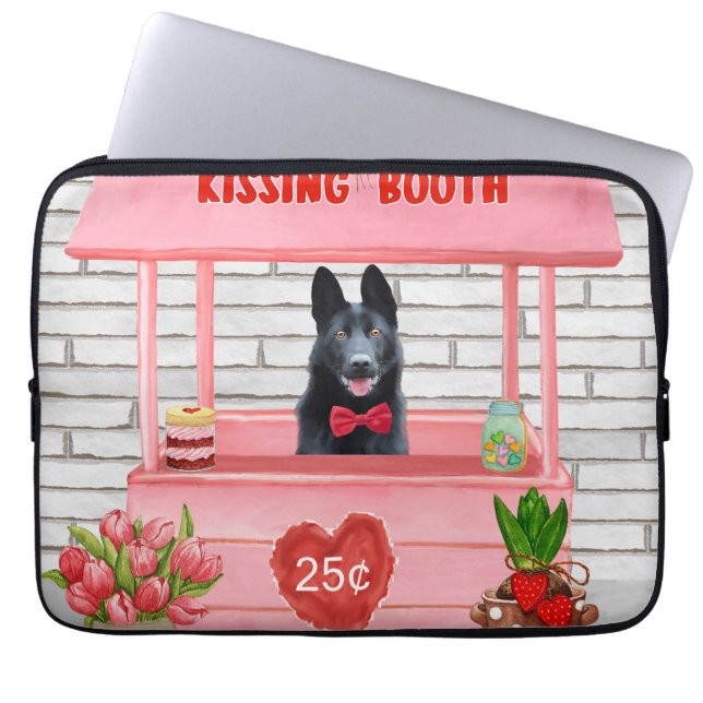 German Shepherd Dog Valentine's Day Kissing Booth Laptop Sleeve (Front)