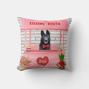 German Shepherd Dog Valentine's Day Kissing Booth Throw Pillow