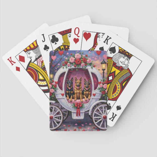 German Shepherd Dog Valentine's Day  Playing Cards (Back)