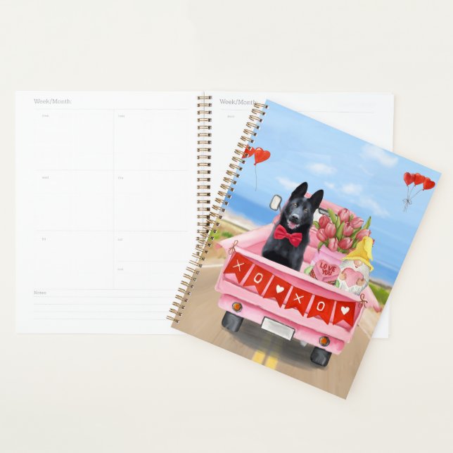 German Shepherd Dog Valentine's Day Truck Hearts Planner (Display)