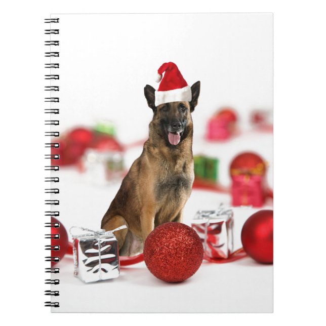 German Shepherd dog w Christmas Gifts Santa Hat Notebook (Front)