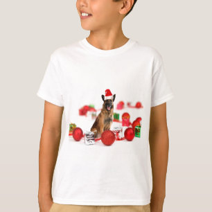 German Shepherd dog w Christmas Gifts Santa Hat T-Shirt