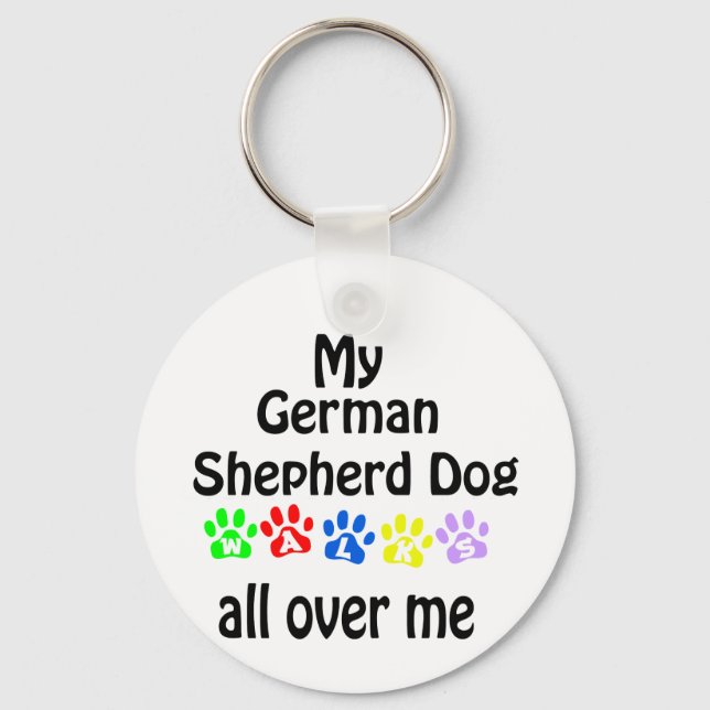 German Shepherd Dog Walks Design Keychain (Front)