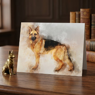 German Shepherd Dog Watercolor Art Print Thank You Card