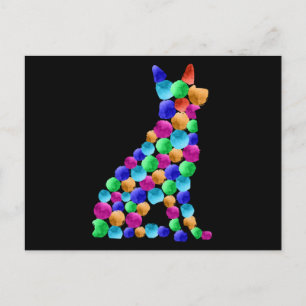 German shepherd dog Watercolor paint dot art Postcard