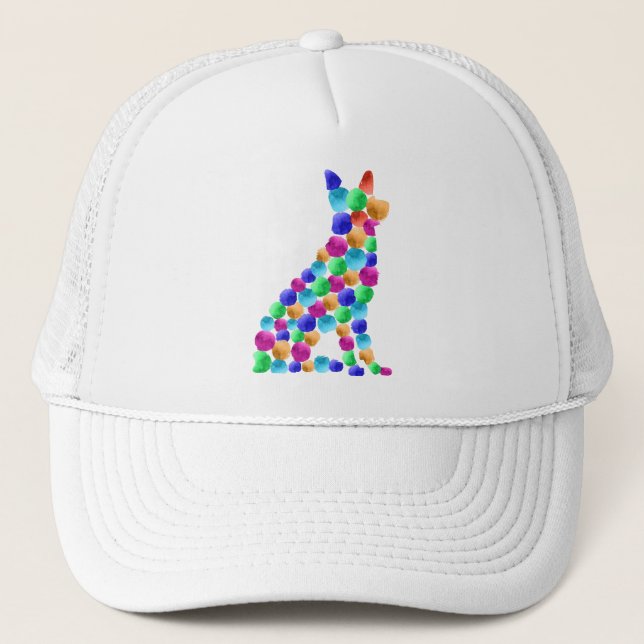 German shepherd dog Watercolor paint dot art Trucker Hat (Front)
