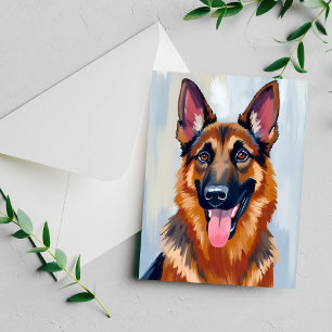 German Shepherd   Dog Watercolor Pet Card