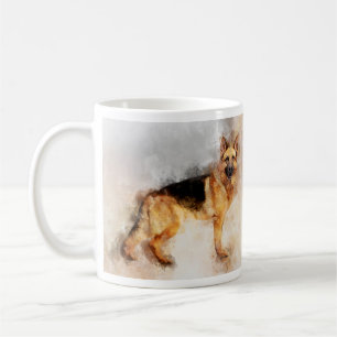 German Shepherd Dog Watercolor Portrait 02 Coffee Mug