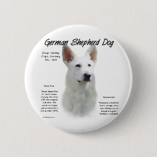 German Shepherd Dog (wht) History Design 2 Inch Round Button