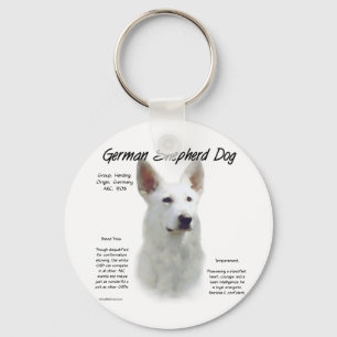 German Shepherd Dog (wht) History Design Keychain