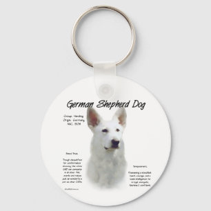 German Shepherd Dog (wht) History Design Keychain