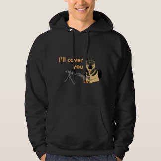 German Shepherd Dog with a Machine Gun Hoodie