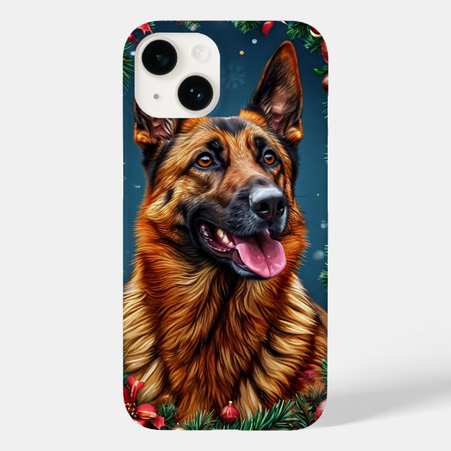 German Shepherd Dog With Christmas Decor Case-Mate iPhone Case (Back)