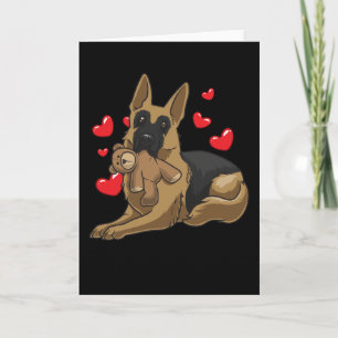 German Shepherd Dog with hearts Card