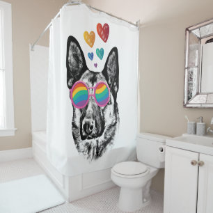 German Shepherd Dog with Hearts Valentine's Day