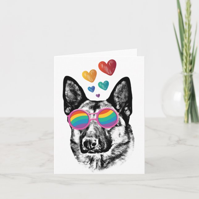German Shepherd Dog with Hearts Valentine's Day Card (Front)