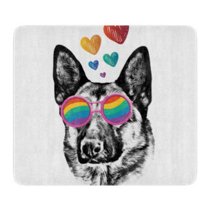 German Shepherd Dog with Hearts Valentine's Day  Cutting Board