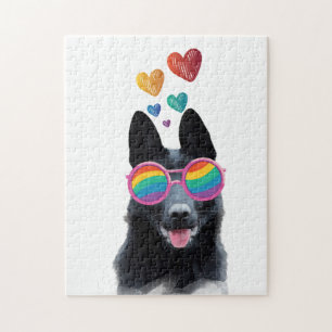 German Shepherd Dog with Hearts Valentine's Day  Jigsaw Puzzle