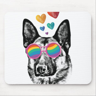 German Shepherd Dog with Hearts Valentine's Day  Mouse Pad