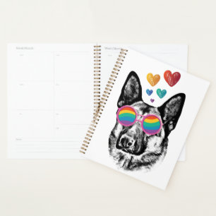 German Shepherd Dog with Hearts Valentine's Day Planner