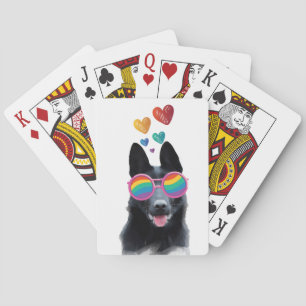 German Shepherd Dog with Hearts Valentine's Day  Playing Cards