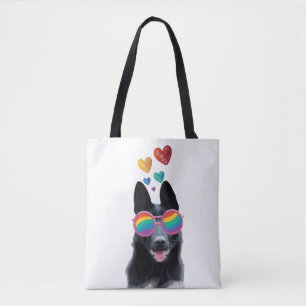 German Shepherd Dog with Hearts Valentine's Day Tote Bag