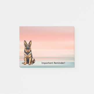 German Shepherd Dog with Sunset Post-it Notes
