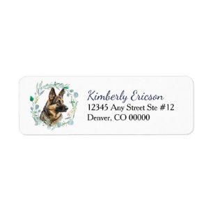 German Shepherd Dog Wreath Return Address