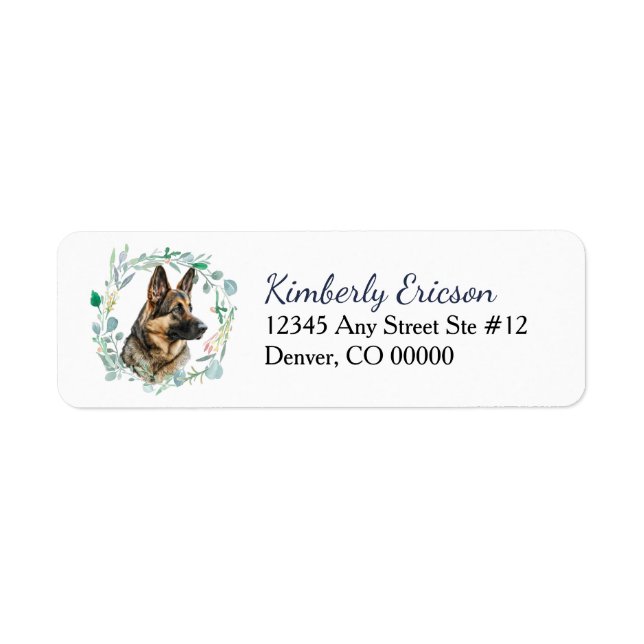German Shepherd Dog Wreath Return Address (Front)