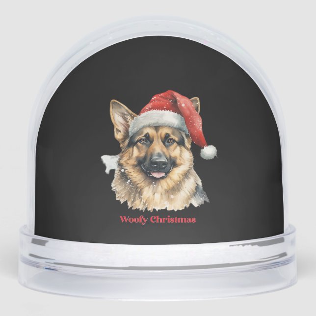 German Shepherd Dog Xmas Christmas Gift Ideas Woof Snowglobe (Front)