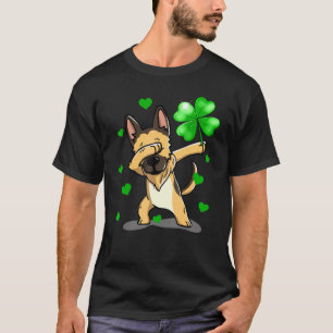 German Shepherd Dogs Dabbing Lucky Irish Shamrock T-Shirt