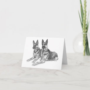 German Shepherd Dogs Drawing by Kelli Swan Card