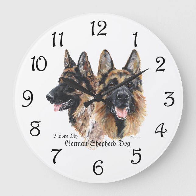 German Shepherd Dogs Large Clock (Front)