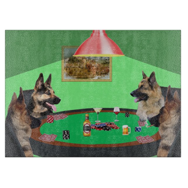 German Shepherd dogs Playing Poker Cutting Board (Front)