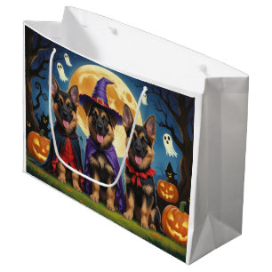 German Shepherd Dogs Pumpkin Halloween Funny Large Gift Bag