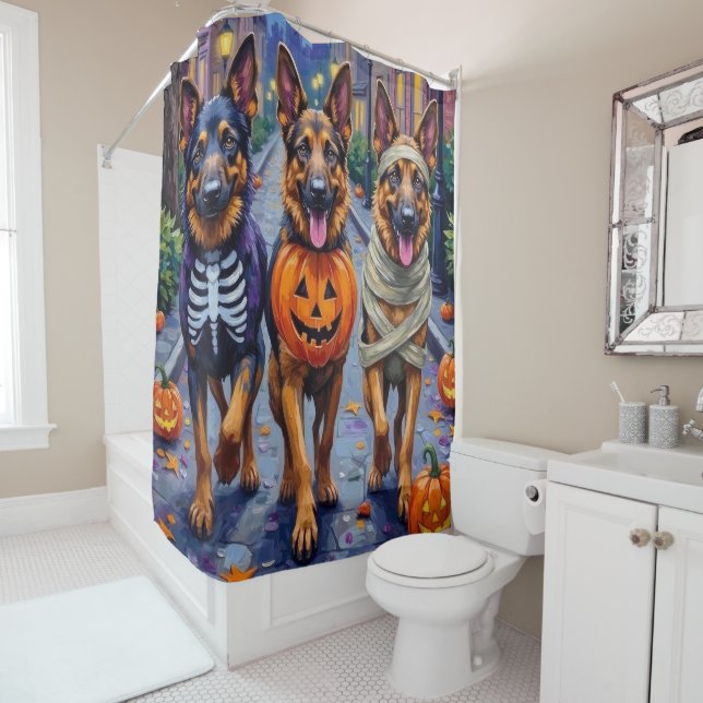 German Shepherd Dogs Trick-or-Treating Halloween (In Situ)