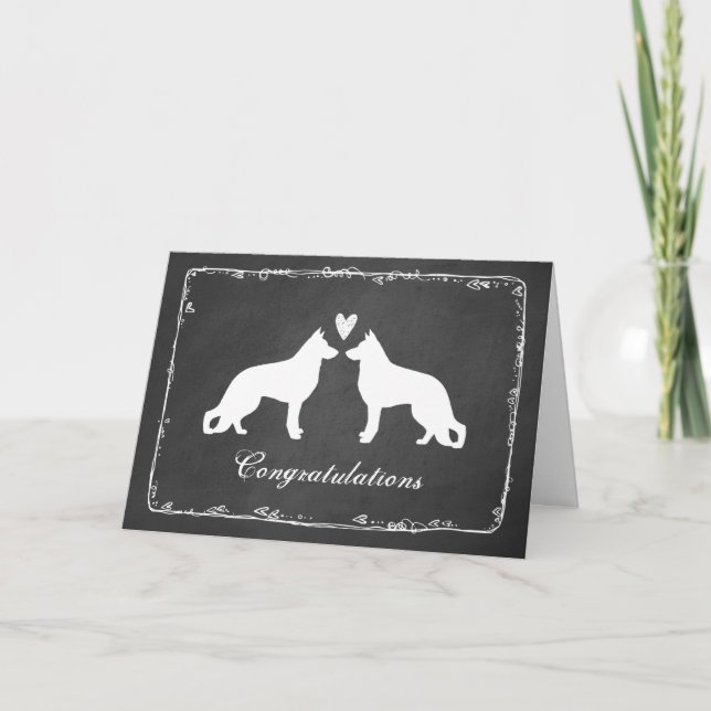 German Shepherd Dogs Wedding Congratulations Card (Front)