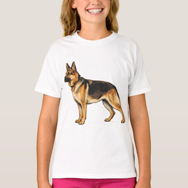 German Shepherd Double-Sided Throw Pillow T-Shirt (Front)