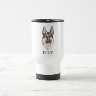 German Shepherd Drawing Personalized Travel Mug